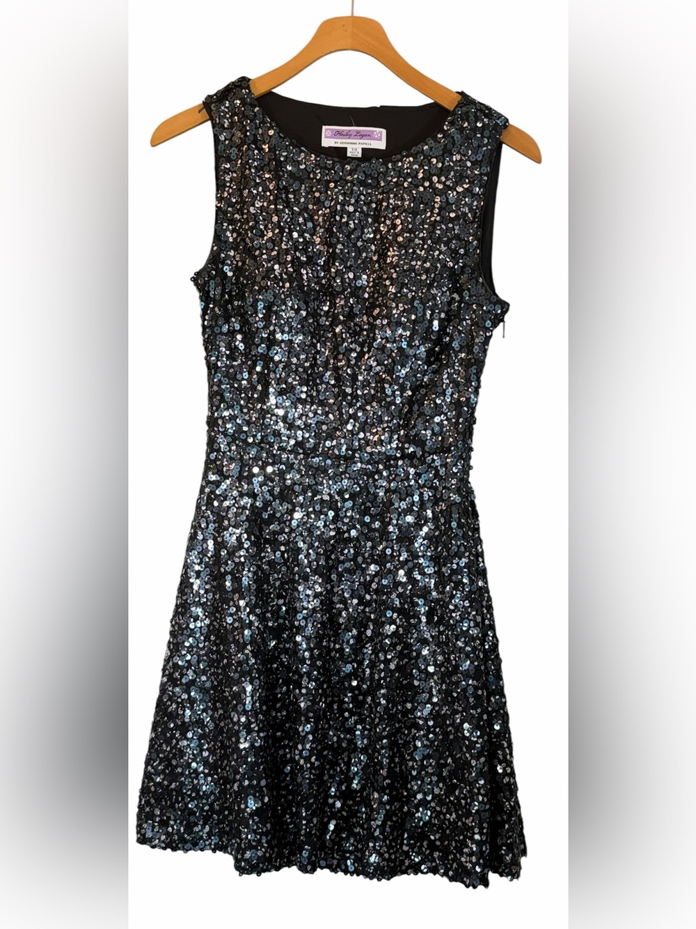Hailey Logan Black and Silver Sequin Y2k Club Party Hoco Dress Size 5/6 Juniors